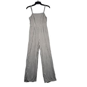 Lily Rose Womens Jumpsuit Black & White Striped Size Small